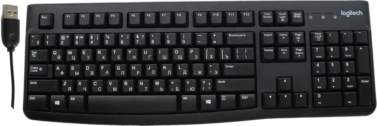 Клавиатура Logitech K120 RUS/ENG проводная USB черная 920-002583